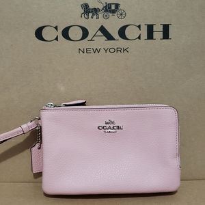 SOLD******COACH Pink  Double Zip Wristlet Wallet